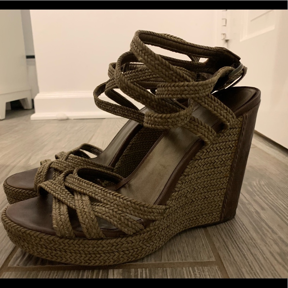 Stuart Weitzman woven wedge sandals